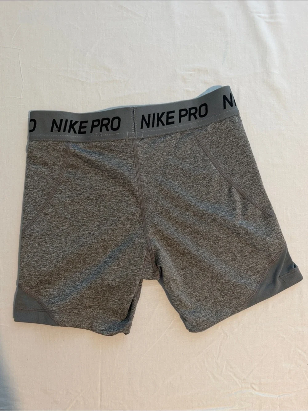 Nike Gray Pro Compression Shorts with Black Swoosh